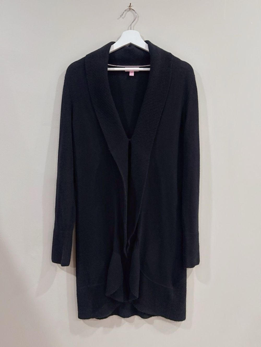 Lilly Pulitzer Cardigan Women M Black Cashmere Open Front Chic Minimalist
